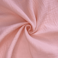 Ткань Муслин Жатый, цвет Нежно-Розовый (на отрез)  в Ижевске