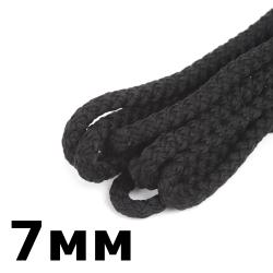 Шнур с сердечником 7мм, цвет Чёрный (плетено-вязанный, плотный)  в Ижевске